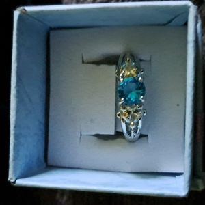 925 silver aquamarine and cz diamonds size 8